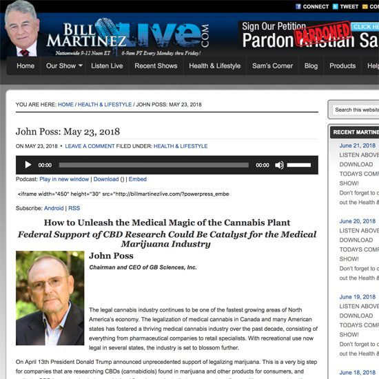 Radio Interview: John Poss on Bill Martinez Live